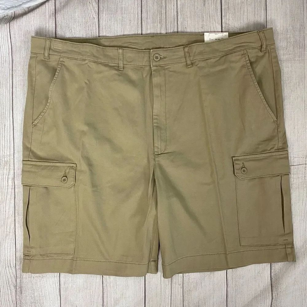 St John’s Bay men 52 regular New cotton blend comfort stretch cargo shorts tan